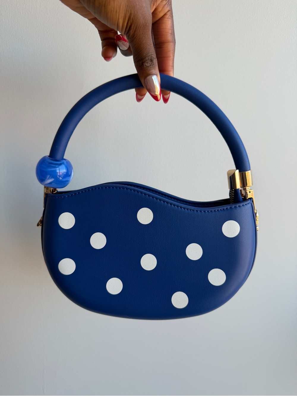 Melee Bianco Blue Polka Dot Crossbody Bag